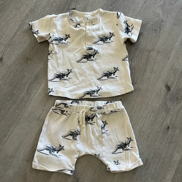 kate quinn Cream and Black Kangaroo Print Two-Piece Set - Picture 1 of 4